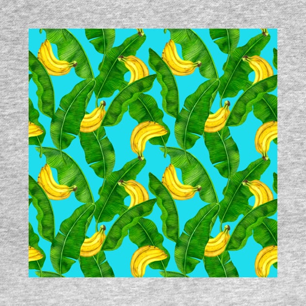 Bananas and leaves watercolor design by katerinamk